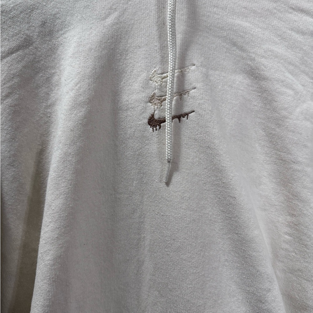 Beige Hoodie with Distressed Detail